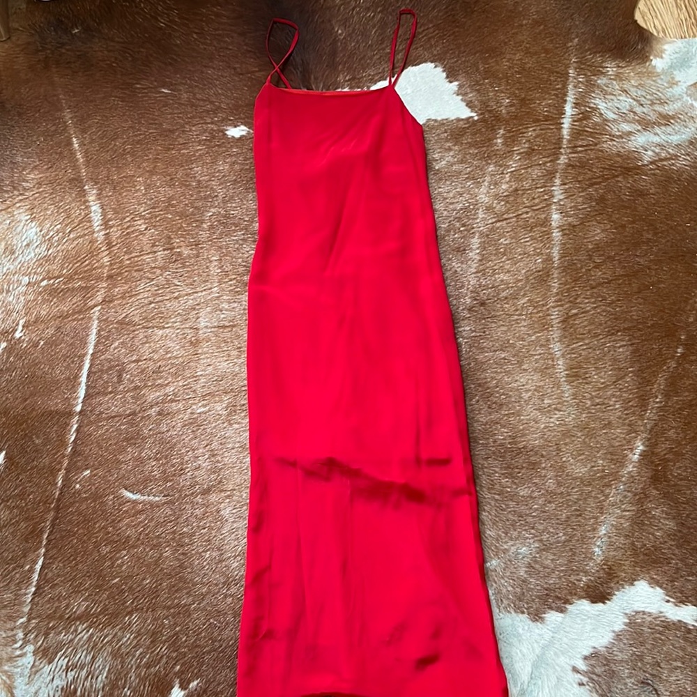 Madewell red silk maxi dress